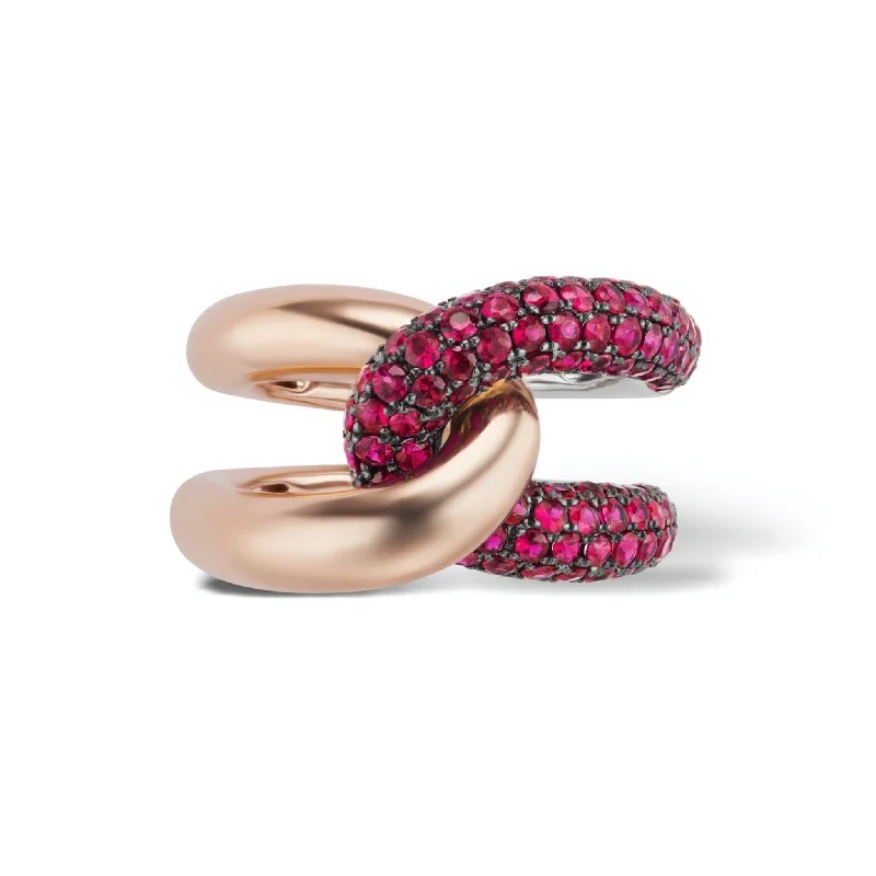 bold rings for women-Intertwin Ring 18k Gold & Ruby