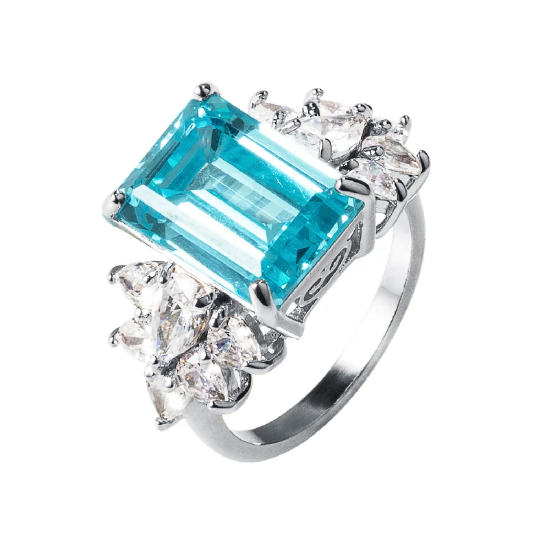 leaf design rings for women-Carnival Blue Topaz Ring