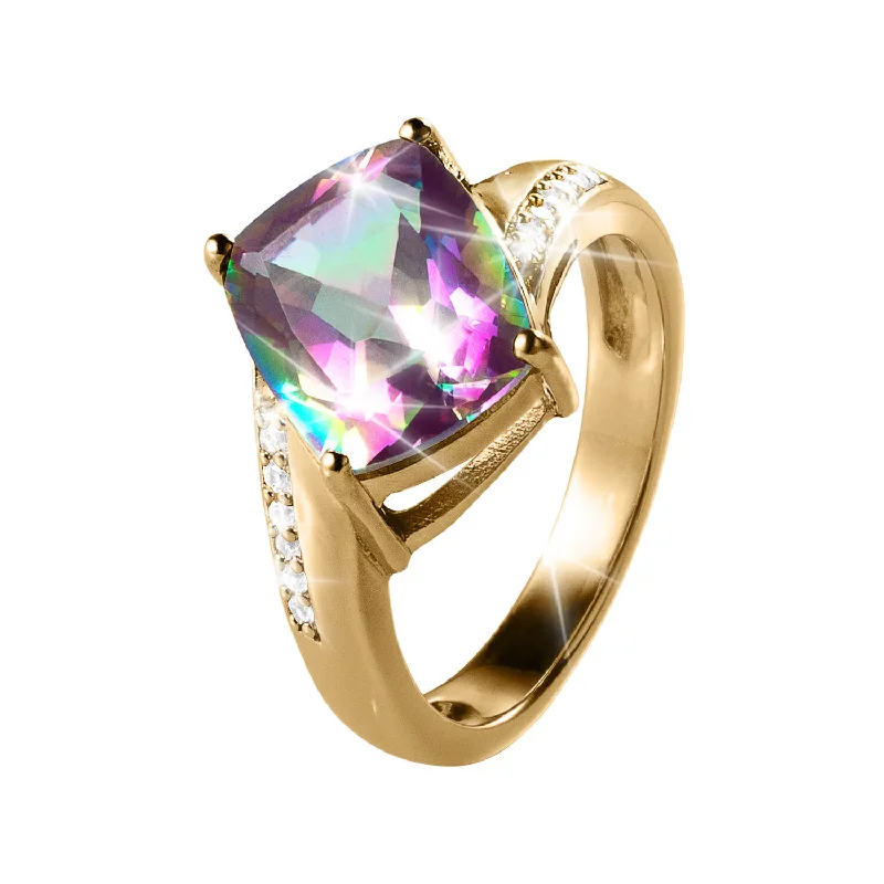 high-end rings for women-Rainbow Mystic Quartz Ring