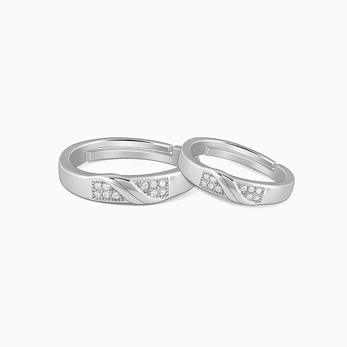 fine rings for women-Silver Always Together Couple Bands