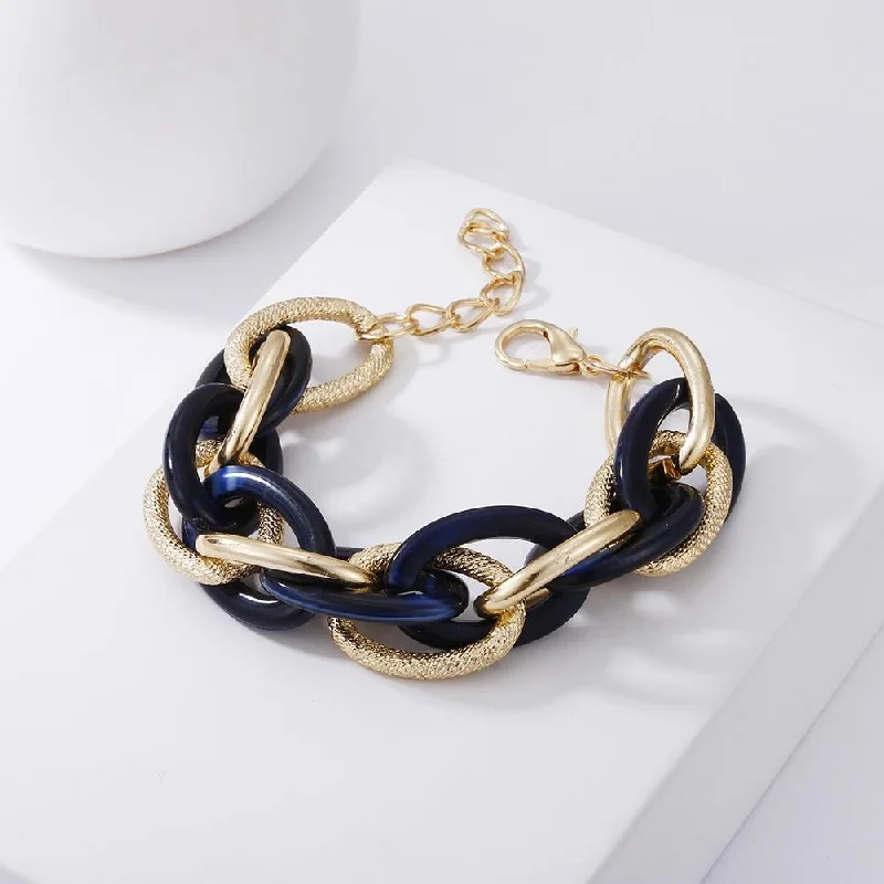 Gold Navy Blue Matte Bracelet