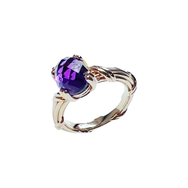 bridal rings for women-Fantasies Oval Amethyst Cocktail Ring in 18K yellow gold