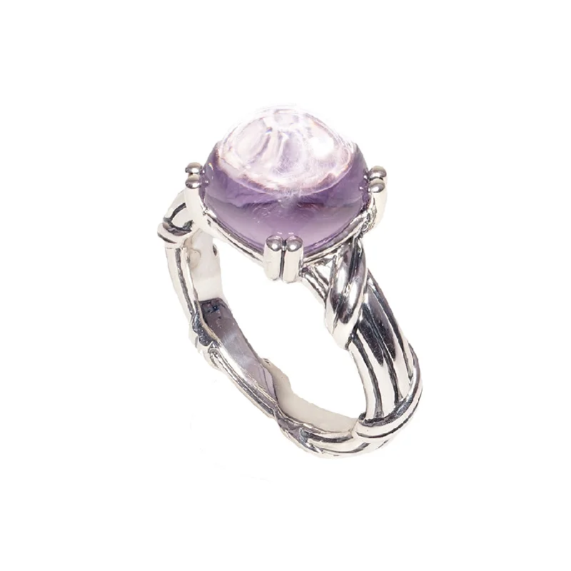 engagement ring sets for women-Fantasies Lavender Amethyst Cabochon Ring in sterling silver 10mm