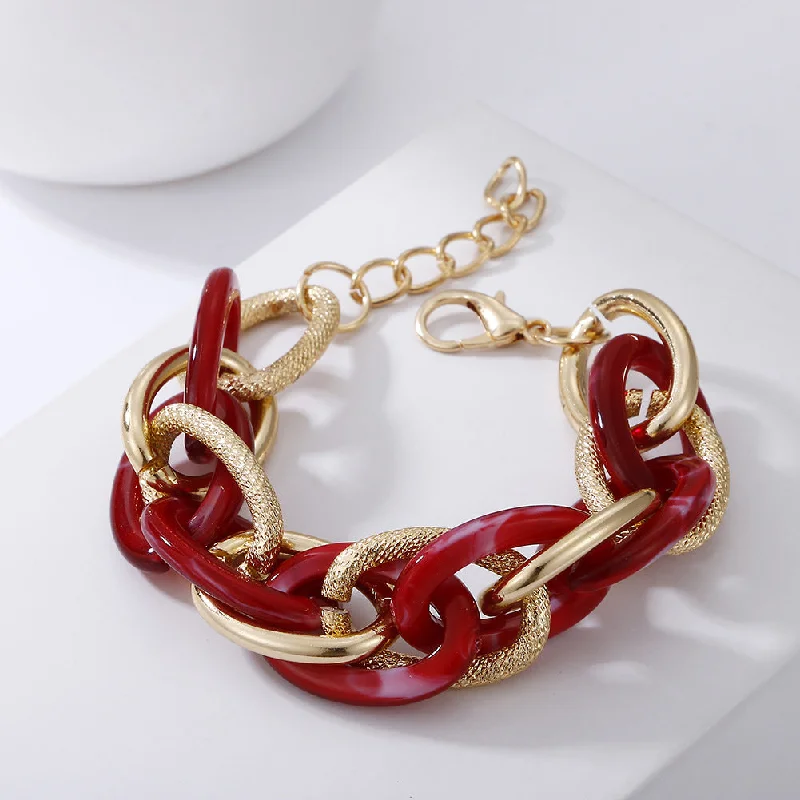 Gold Red Matte Bracelet