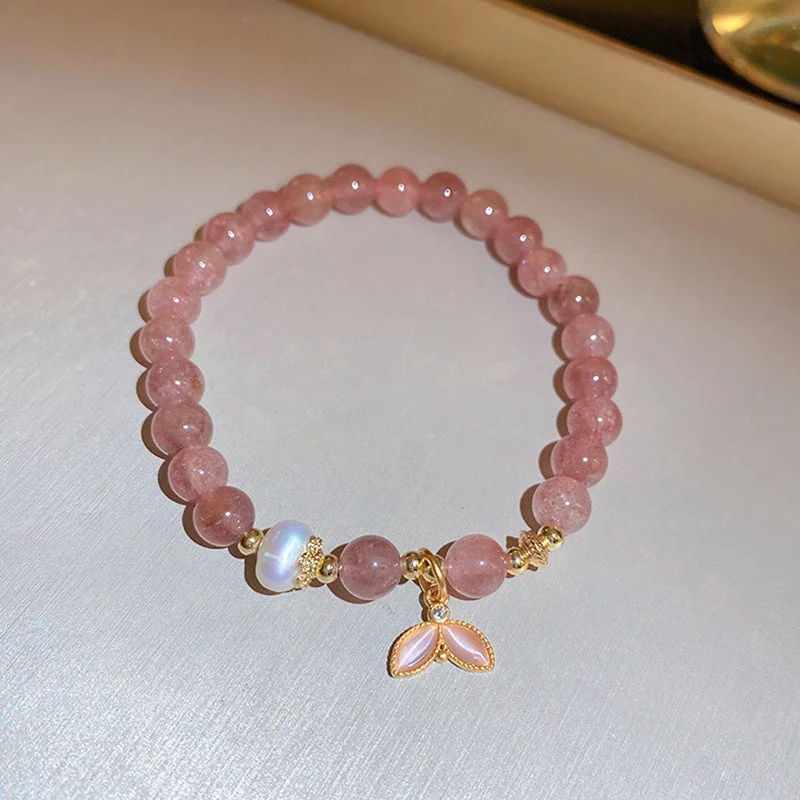 27# Bracelet-Gold-Strawberry Quartz Fishtail