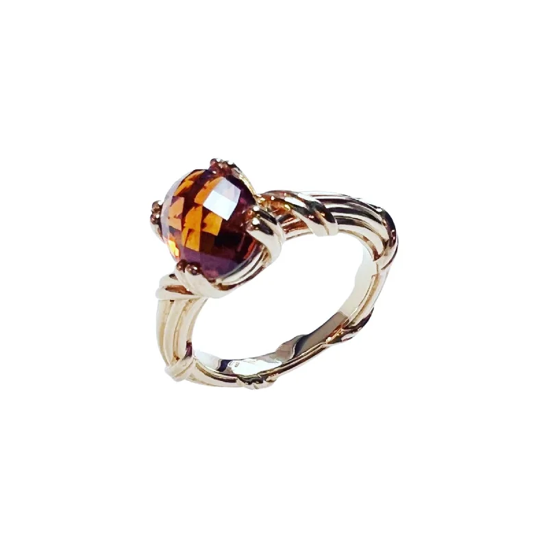 cocktail rings for women-Fantasies Oval Medeira Citrine Cocktail Ring in 18K yellow gold