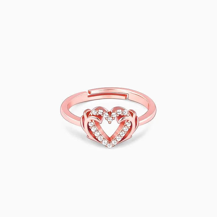 wedding set rings for women-Rose Gold Intertwined In Love Ring