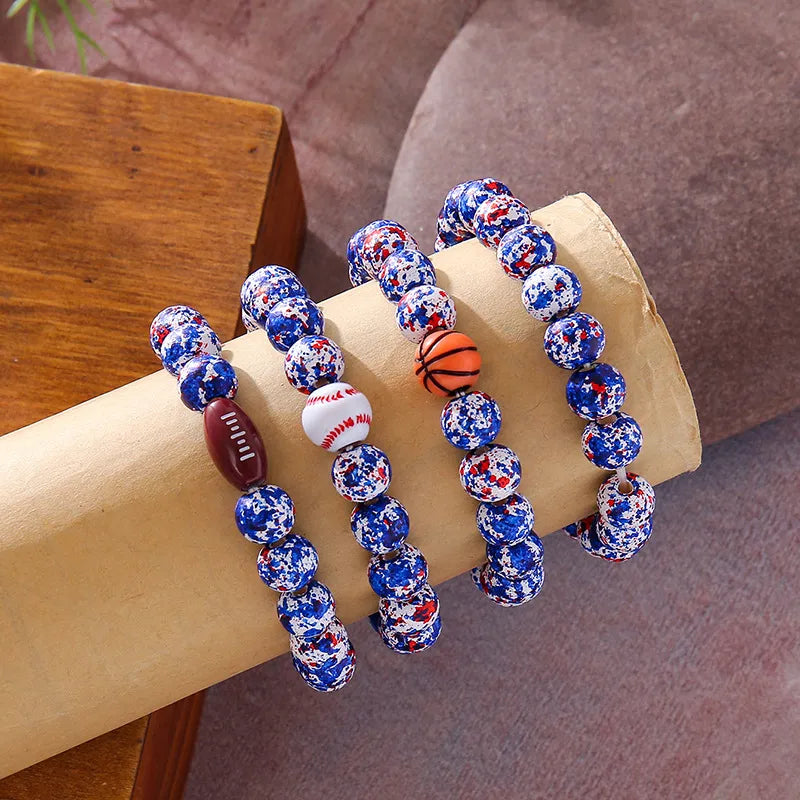 crystal bracelets for women-Simple Style Classic Style Basketball Football Wood Polishing Men'S Bracelets