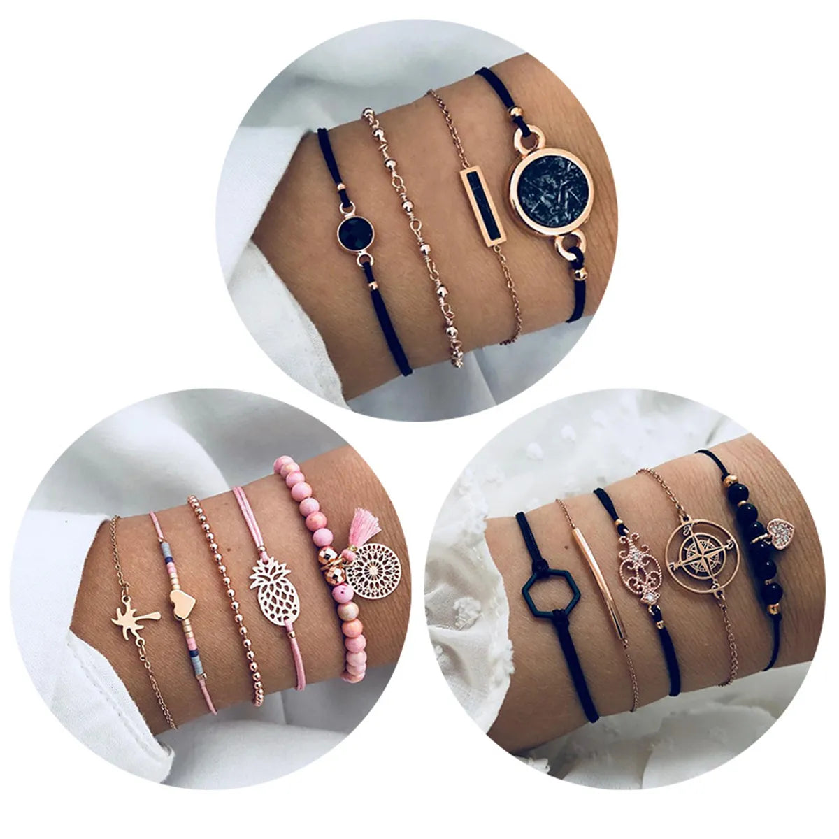 ethnic bracelets for women-1 Set Fashion Heart Shape Alloy Plating Unisex Bracelets