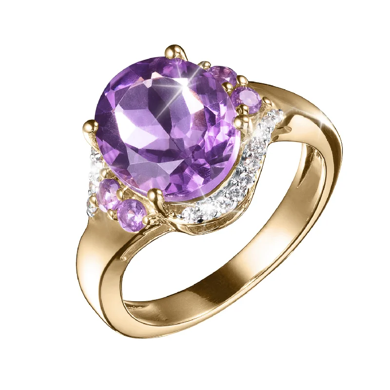 silver engagement rings for women-Imperial Amethyst Ladies Ring