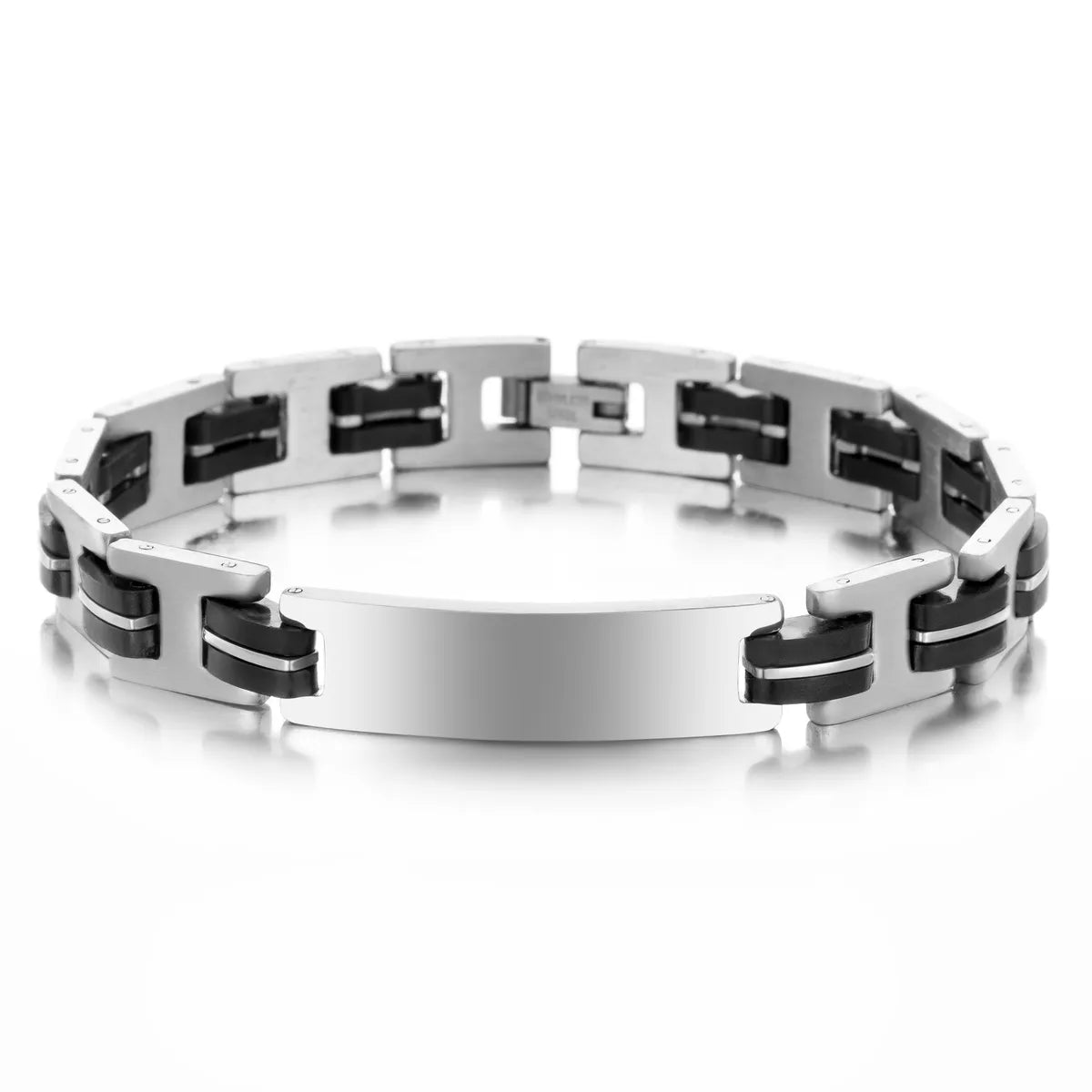 gemstone bracelets for women-Vintage Style Classic Style Geometric 304 Stainless Steel Silica Gel Men'S ID Bracelet