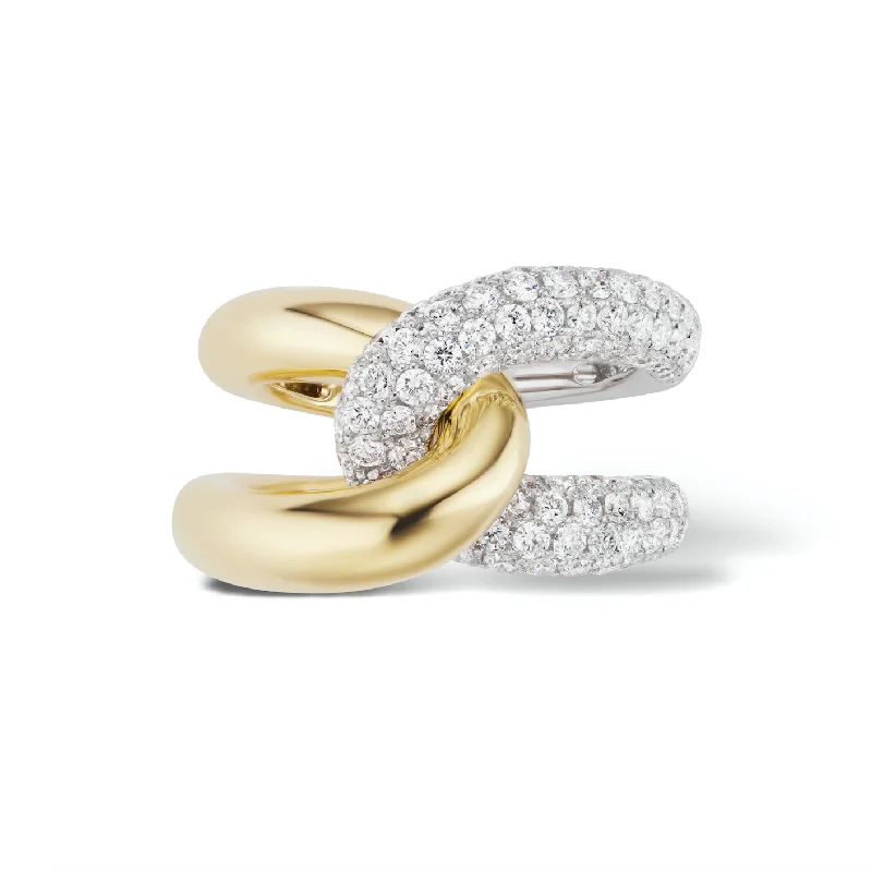 infinity rings for women-Intertwin Ring 18k Yellow Gold & Diamond