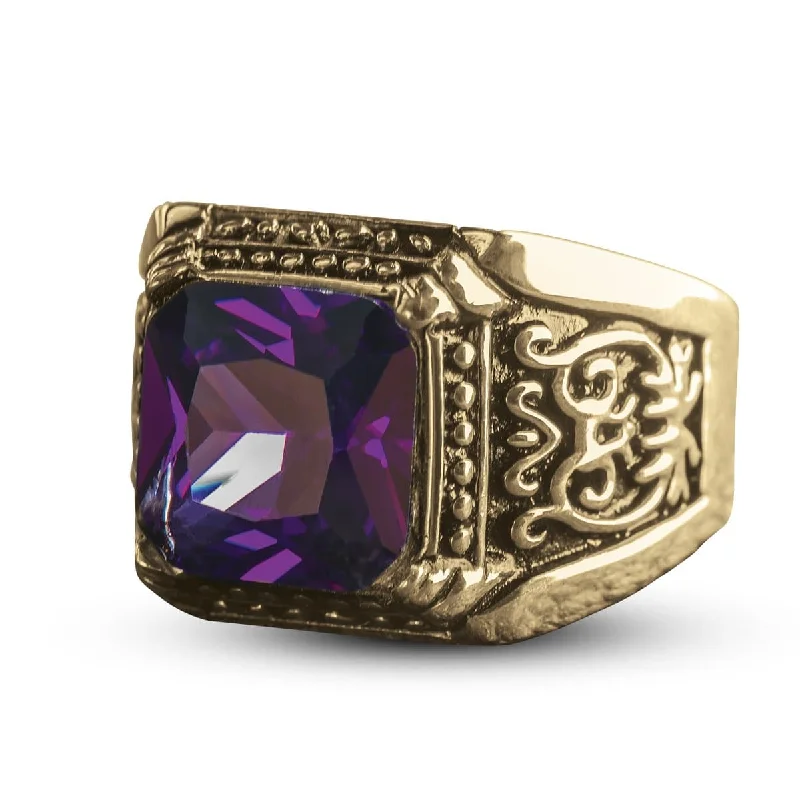 trendy rings for women-Augustus Purple Ring