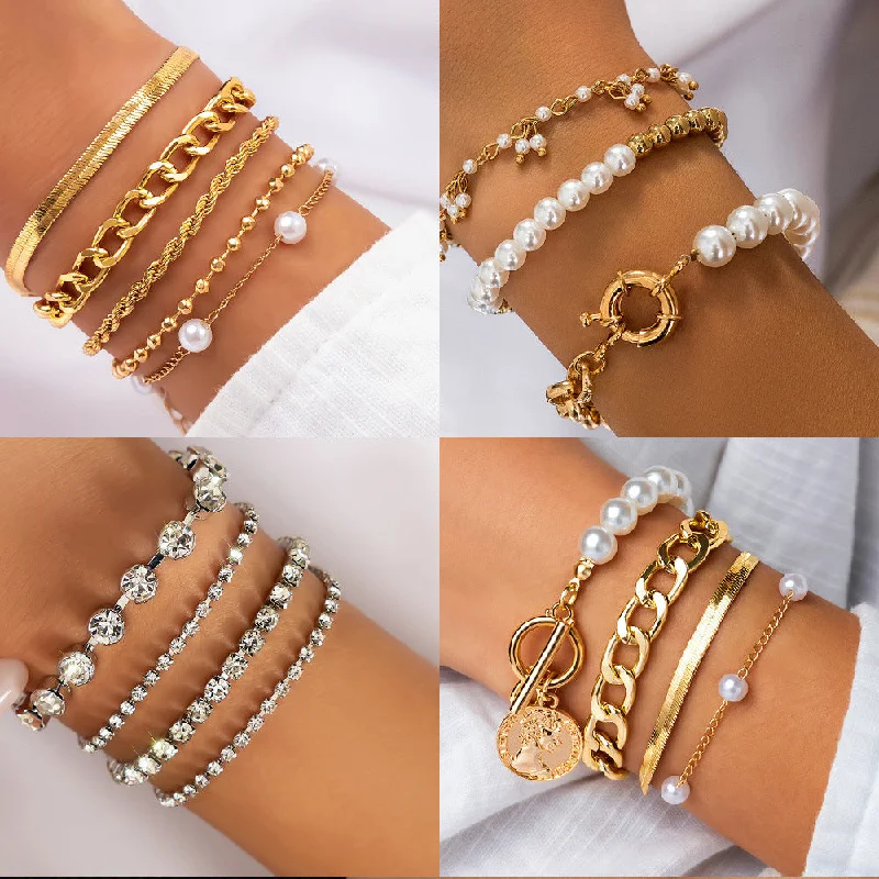 classic bracelets for women-Lady Heart Shape Imitation Pearl Alloy Wholesale Bracelets