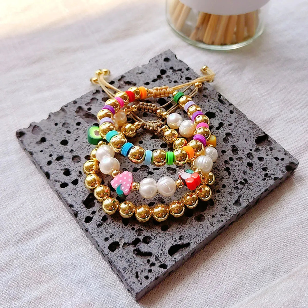 charm bracelets for women-Ethnic Style Colorful Freshwater Pearl Soft Clay Wholesale Bracelets