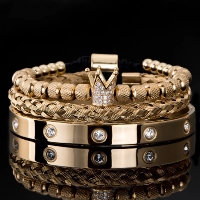 3-Piece Gold Zircon Bracelet