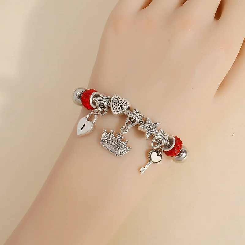 Key Heart Crown Red