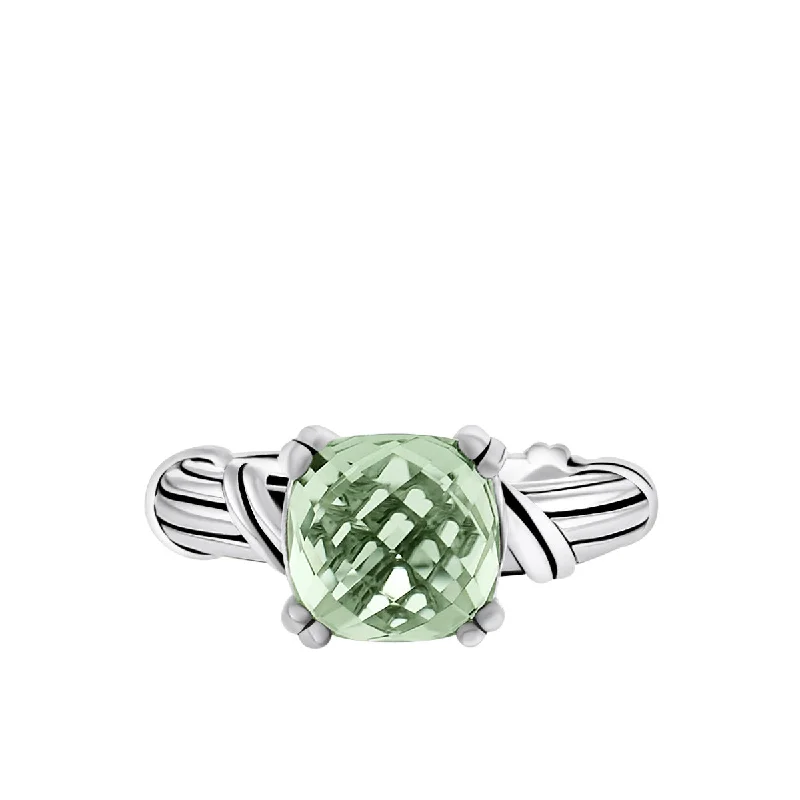 wedding rings for women-Fantasies Prasiolite Cocktail Ring in sterling silver 10mm