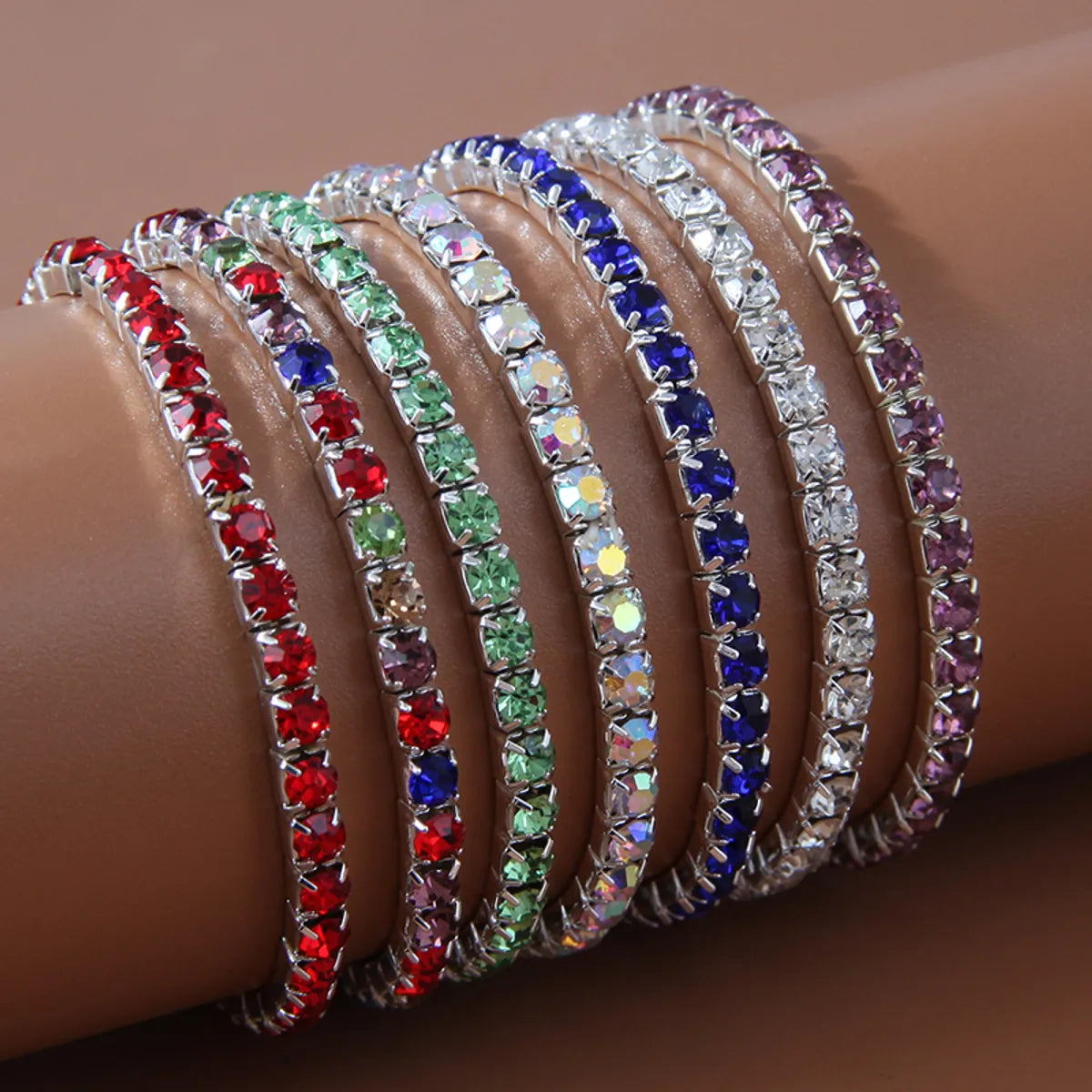 elegant bracelets for women-Simple Style Solid Color 302 Stainless Steel Inlay Rhinestones Women's Bracelets