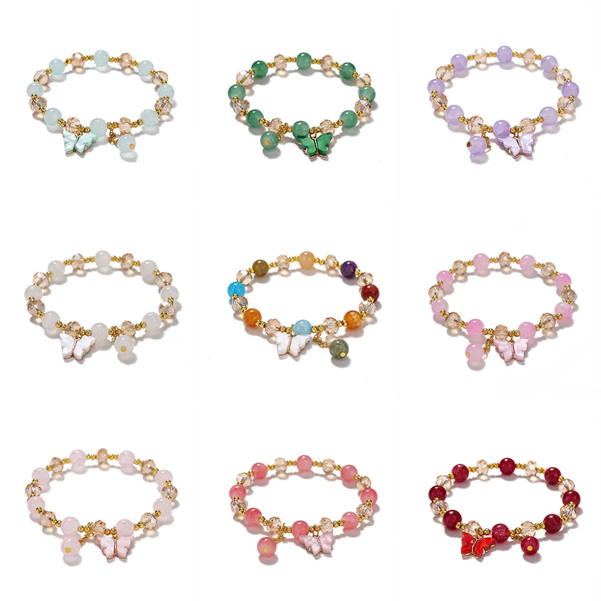 black leather bracelets for women-Cartoon Style Rhombus Butterfly Artificial Crystal Plating Kid'S Women'S Bracelets