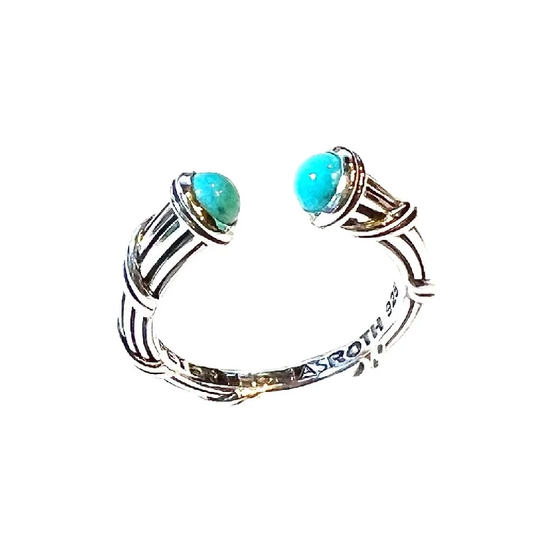 heart rings for women-Luna Stack Ring in sterling silver with turquoise