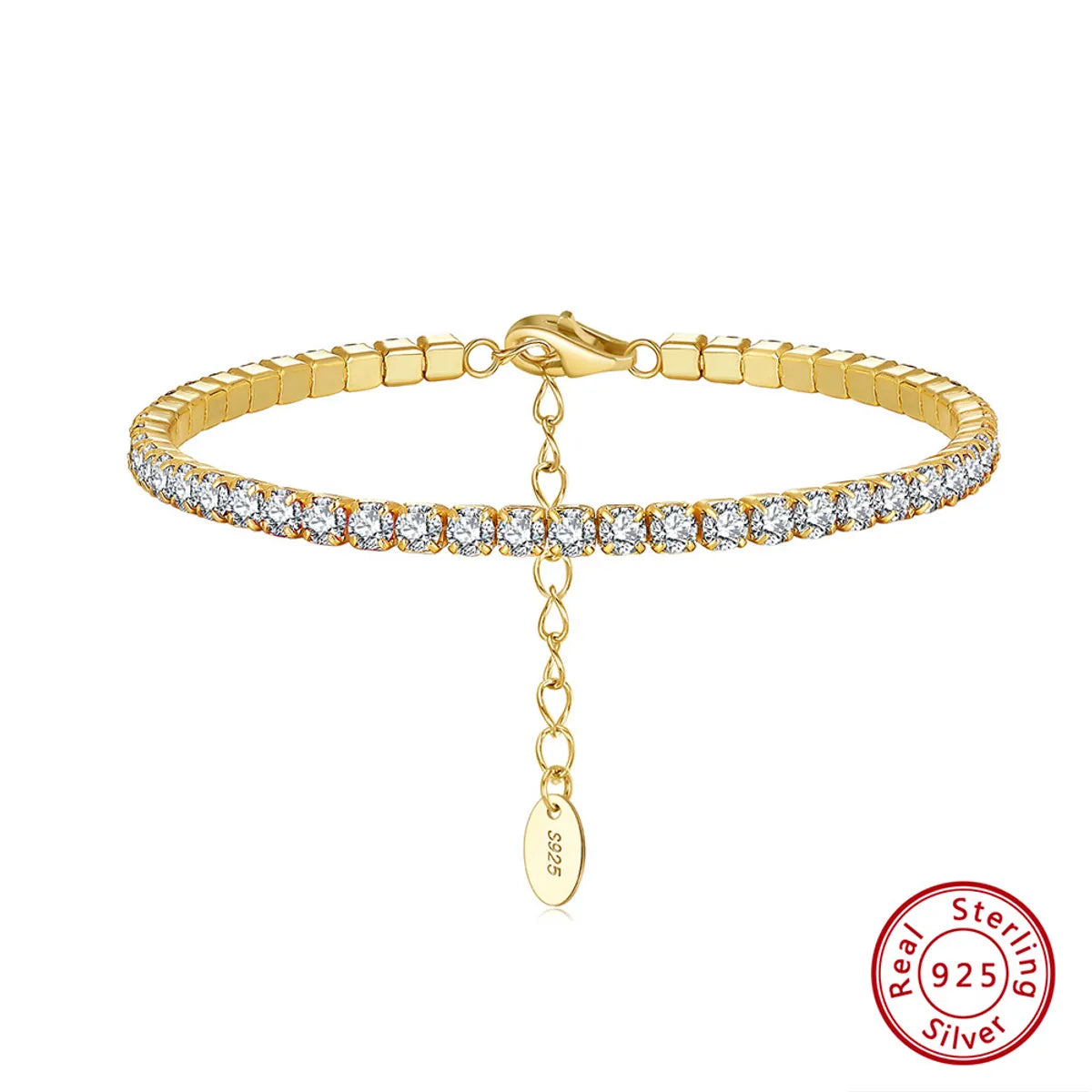 Electroplating 14K Gold, 3mm White Diamond, Length: 16.5 5cm, Approximate Weight: 5.88G