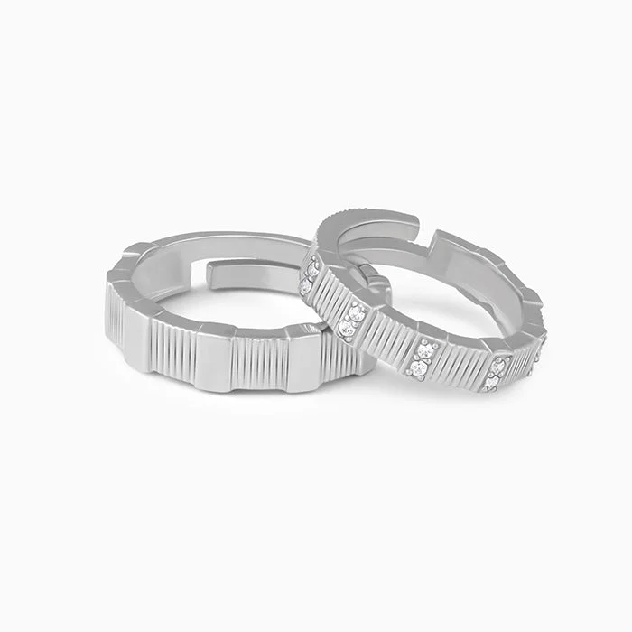 art deco rings for women-Silver Fair Love Couple Rings