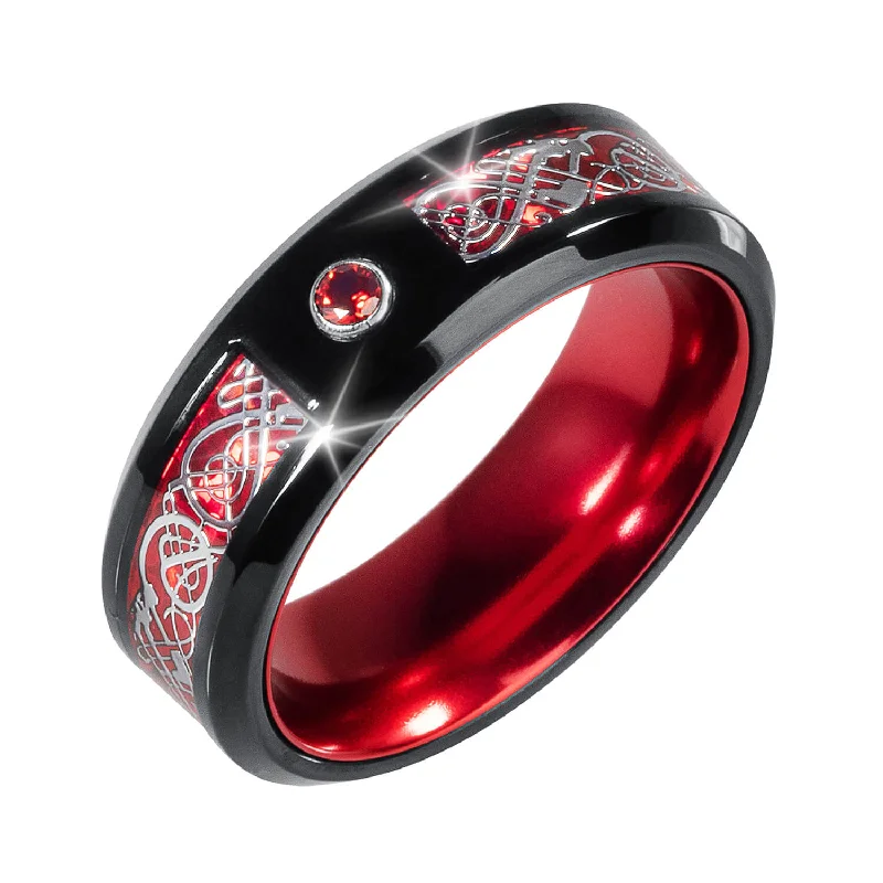 angel wings rings for women-Blaze Red Band Men's Ring