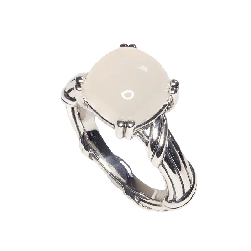 simple rings for women-Fantasies Moonstone Cabochon Ring in sterling silver 10mm