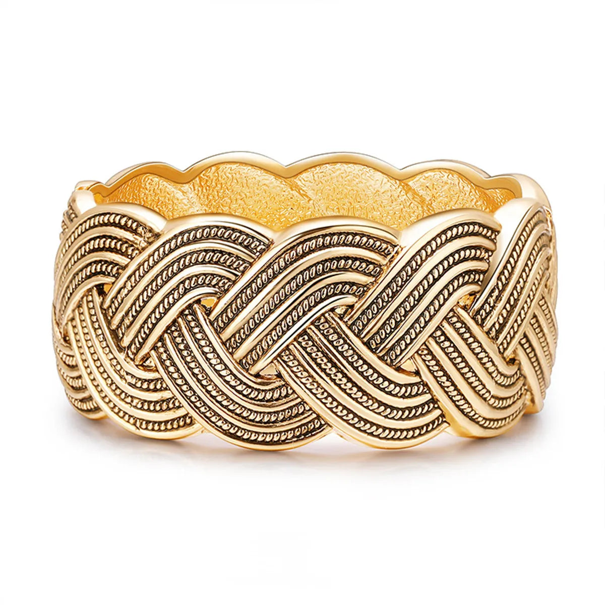 gold plated bangles for women-New Retro Jewelry Striped Bracelet