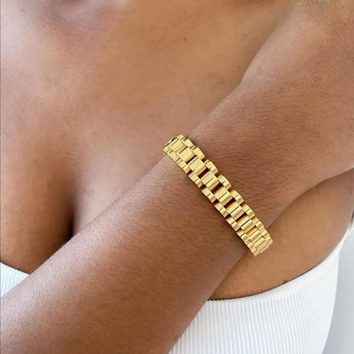 statement bracelets for women-Retro Geometric Stainless Steel Plating 18k Gold Plated Bracelets