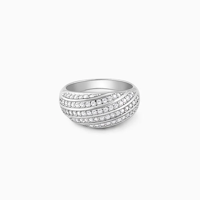 princess cut rings for women-Silver Spired Dome Ring