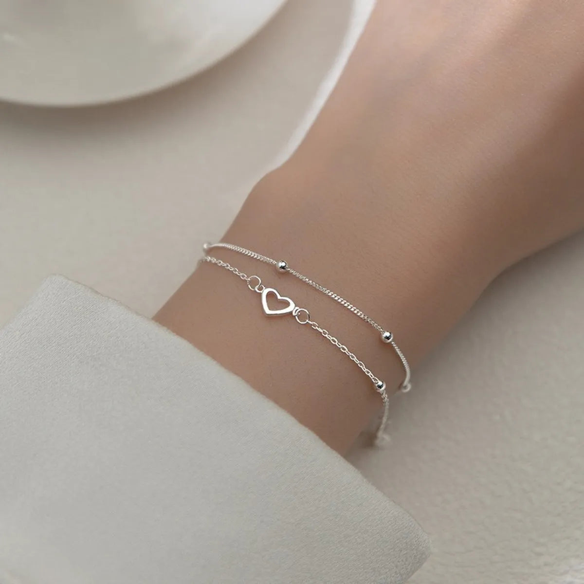 Heart-Shaped Double-Layer Bracelet