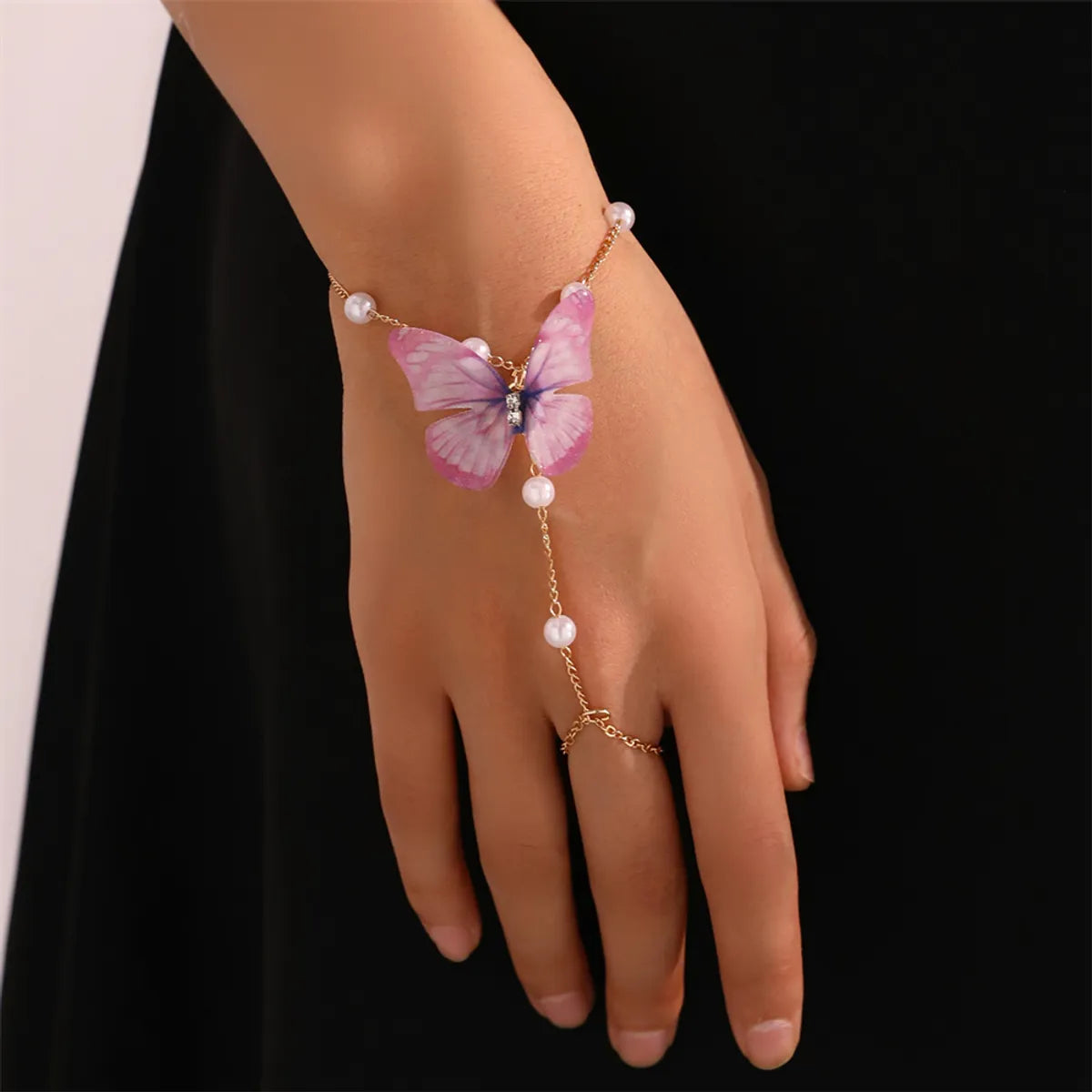 wire bracelets for women-Fairy Style Original Design Butterfly Alloy Beaded Women's Bracelets