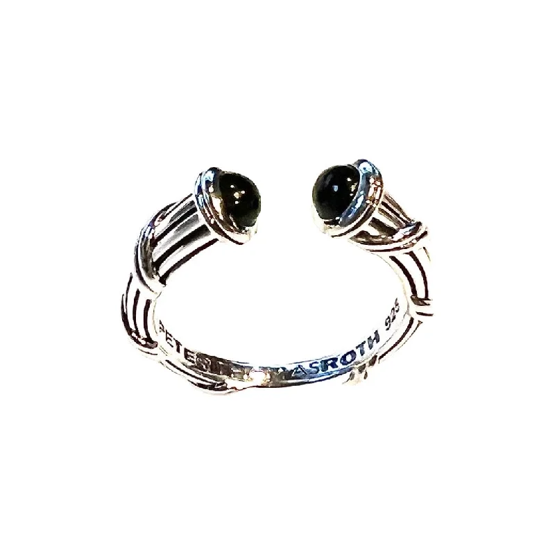 engagement rings for women-Luna Stack Ring in sterling silver with black onyx