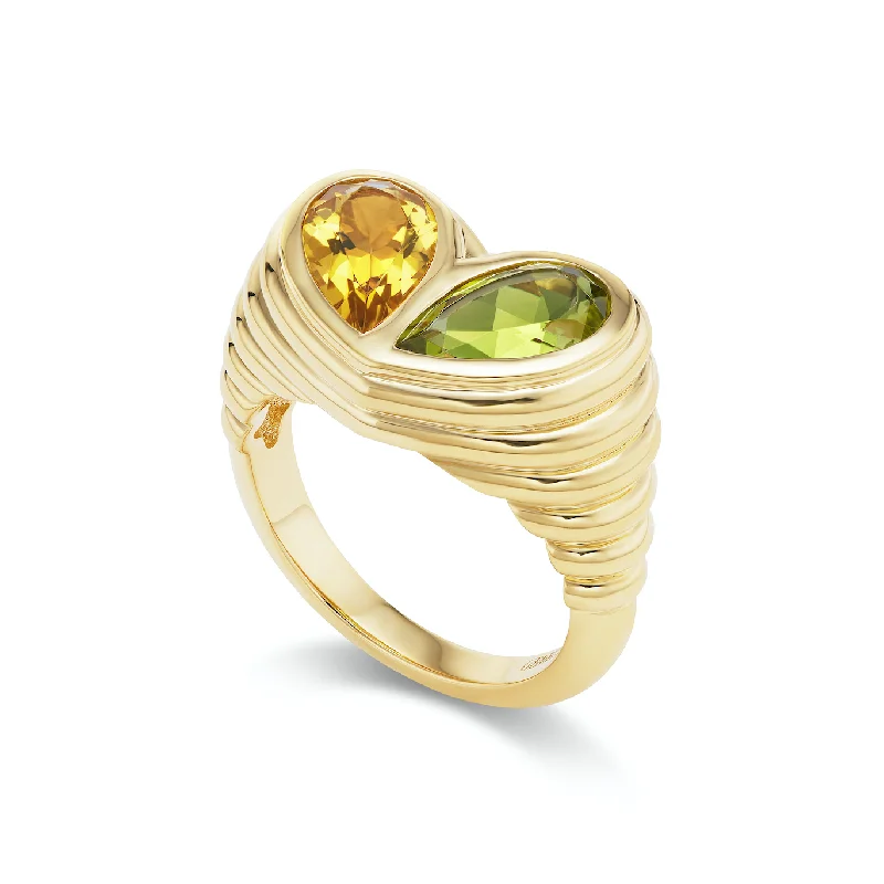 modern gold rings for women-Jumbo Sweetheart Ring Citrine & Peridot