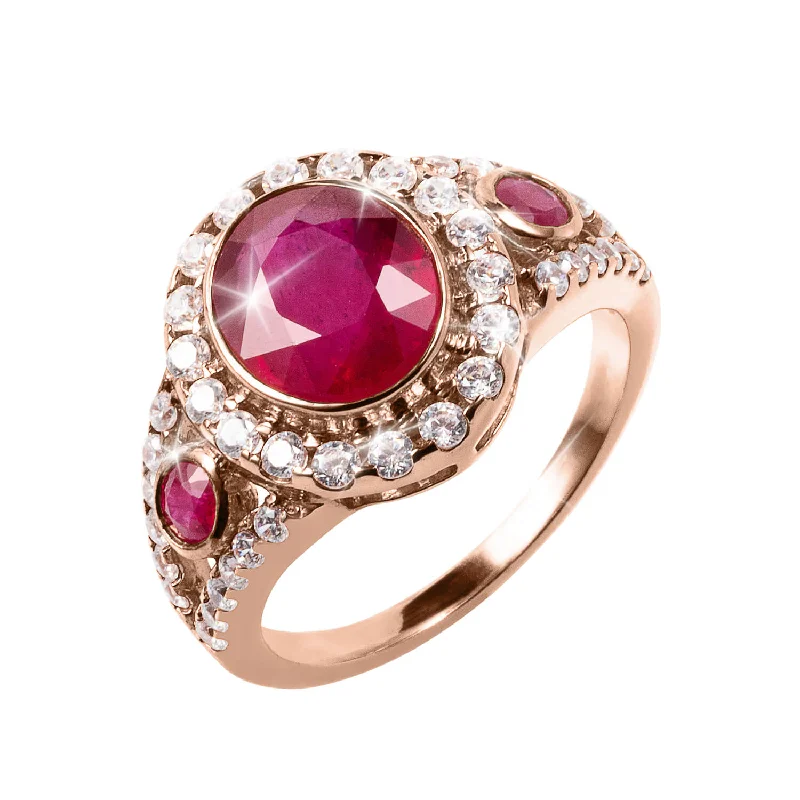 modern gold rings for women-Inflamed Ruby Ladies RIng