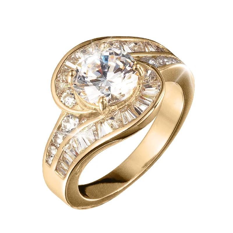 simple gold rings for women-Lustrous Wave Ladies Ring