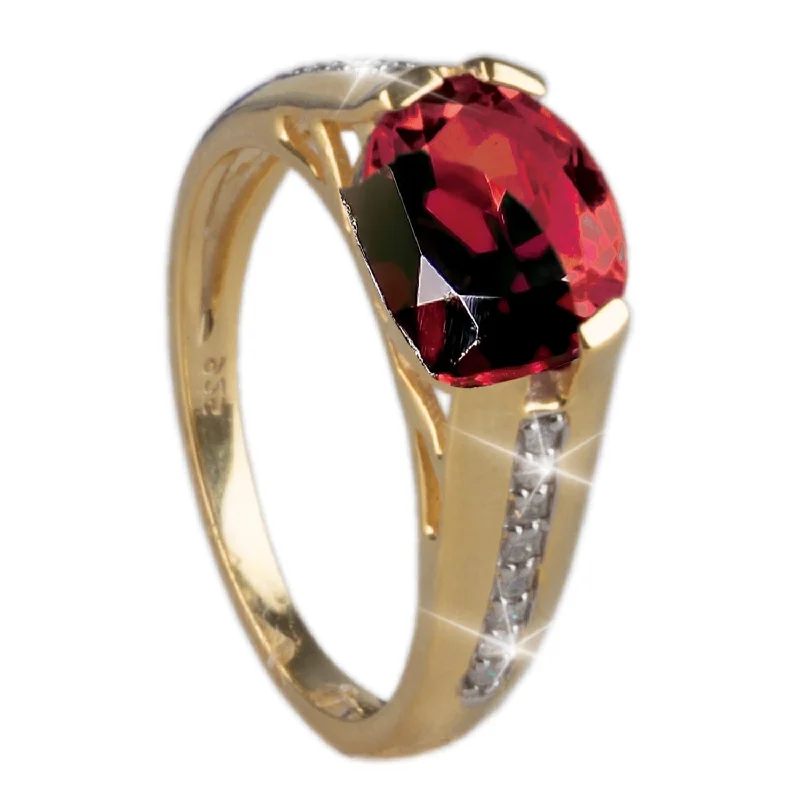 simple gold rings for women-Cherished 10K Gold Garnet Ring