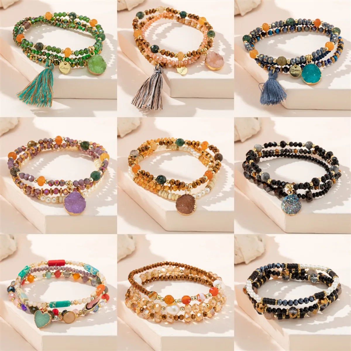 chic bracelets for women-Casual Simple Style Irregular Glass Rope Beaded Women'S Bracelets