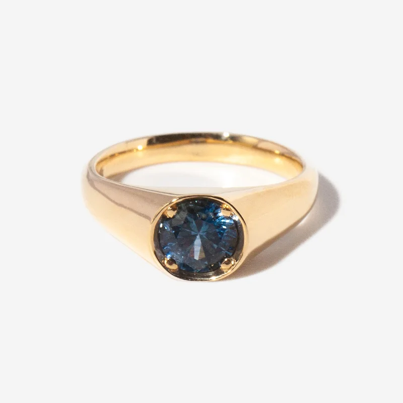 cocktail rings for women-1.08 ct Round Montana Sapphire Reverence Signet Ring