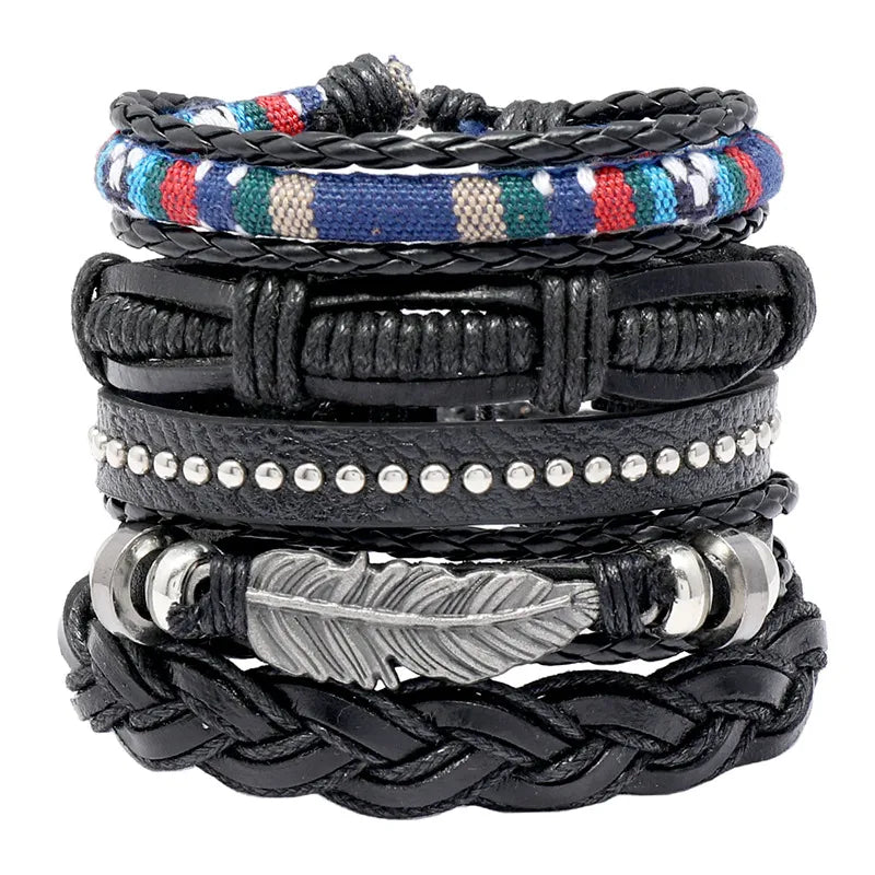 luxury bracelets for women-Bohemian Hand-Woven Leather Bracelet