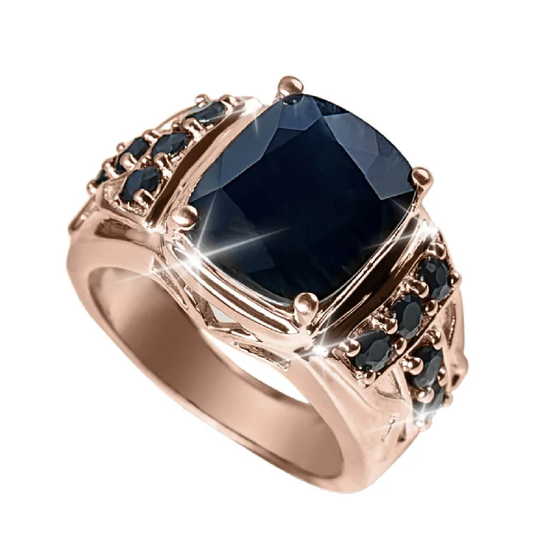 gemstone birthstone rings for women-Midnight Sapphire Rose Men's Ring