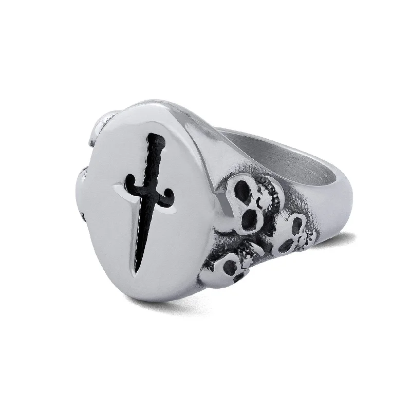 open band rings for women-Graveyard Signet Ring