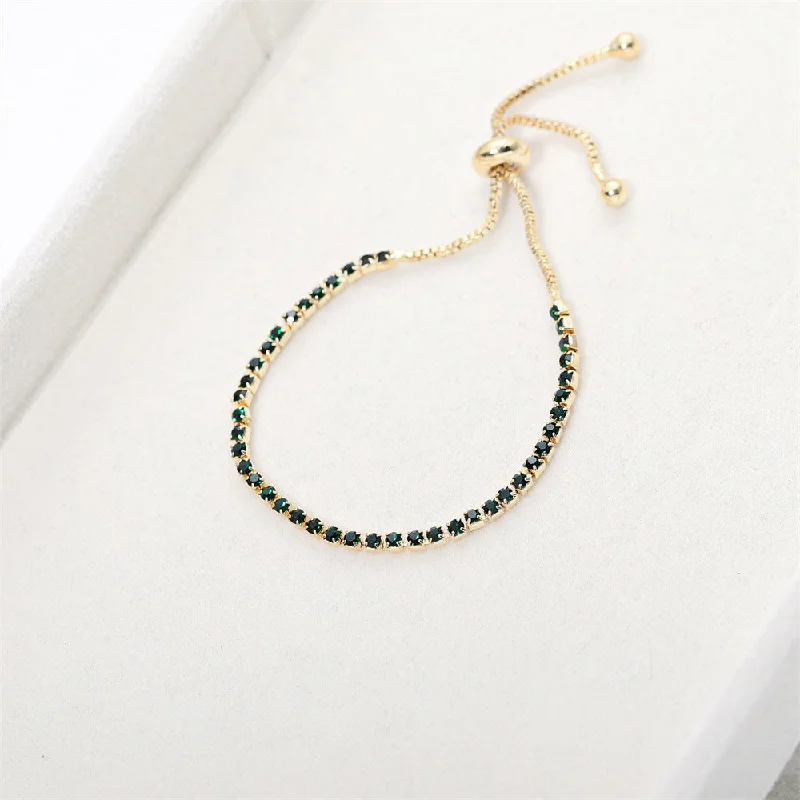 Alloy Rhinestone Adjustable Bracelet Green (1PCs)