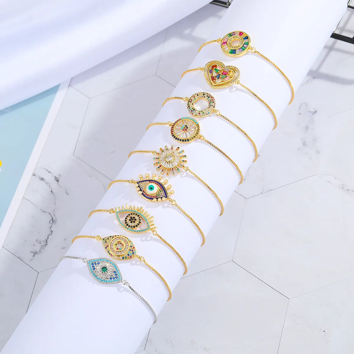 classic bracelets for women-Foreign Trade New Colorful Zircon Eye Bracelet Brazilian Style Religious Personality Simple Multi-Color Adjustable Bracelet