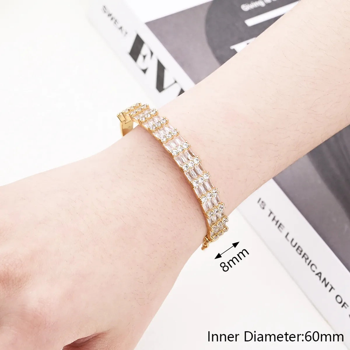 Three-Row Zircon Bracelet (Gold)