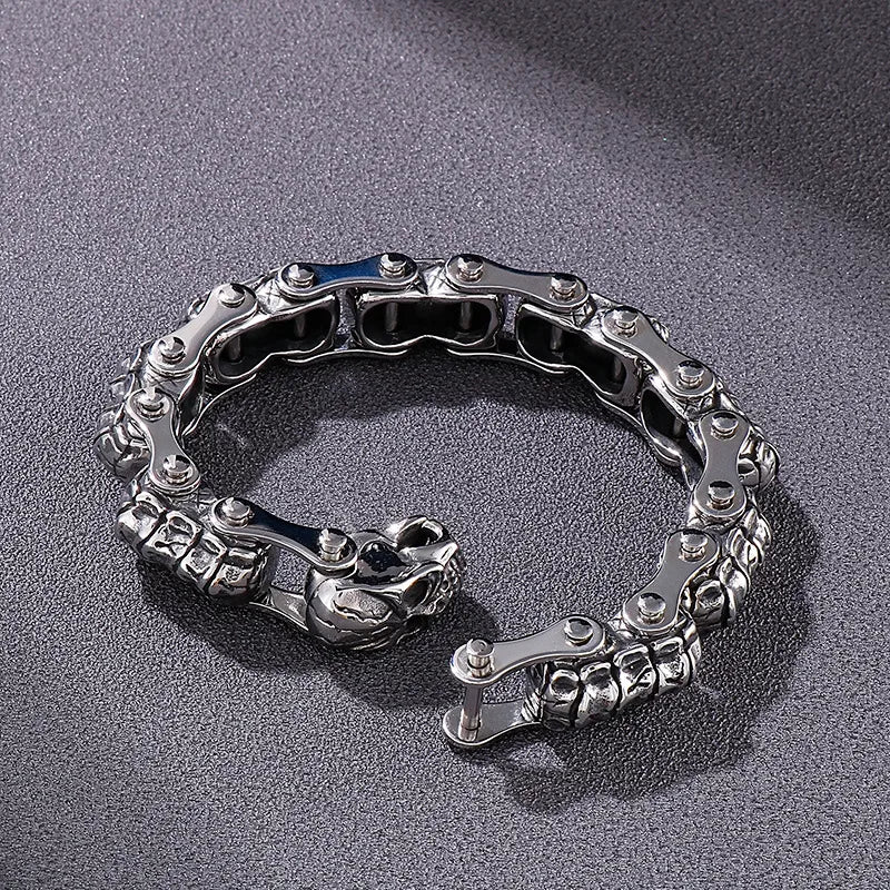 matching bangles for women-Hip-Hop Retro Skull Titanium Steel Stoving Varnish Men'S Bracelets