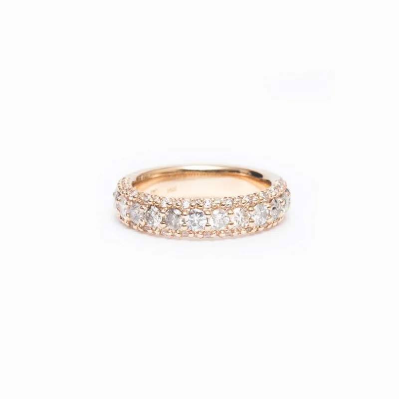 trendy rings for women-Grey Diamond Celestine Half Eternity Pavé Band