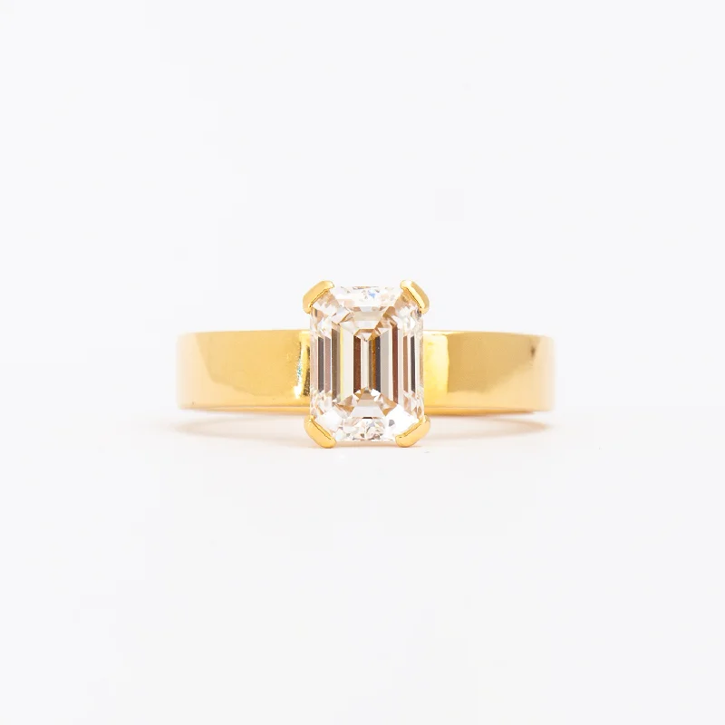 angel wings rings for women-1.57 ct Lab-Grown Emerald Cut Diamond Temple Ring